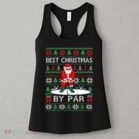Ugly Sweater Xmas Golf Santa Claus Best Christmas By Par Women's Tank Top thumb 3