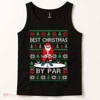 Ugly Sweater Xmas Golf Santa Claus Best Christmas By Par Tank Top thumb 2