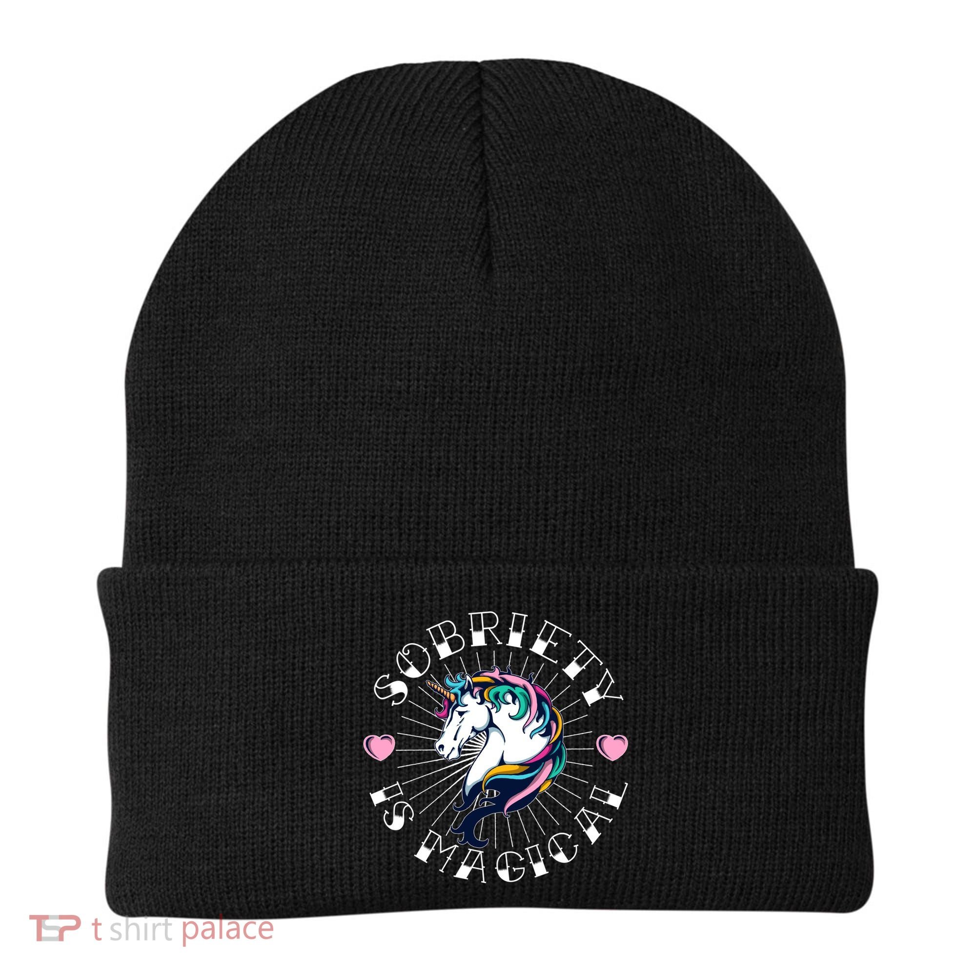 Unicorn Tattoo Art Sobriety Is Magical Na Aa Recovery Gift Beanie