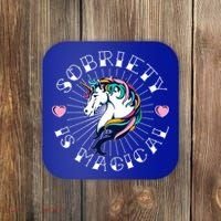Unicorn Tattoo Art Sobriety Is Magical Na Aa Recovery Gift Coaster thumb 0