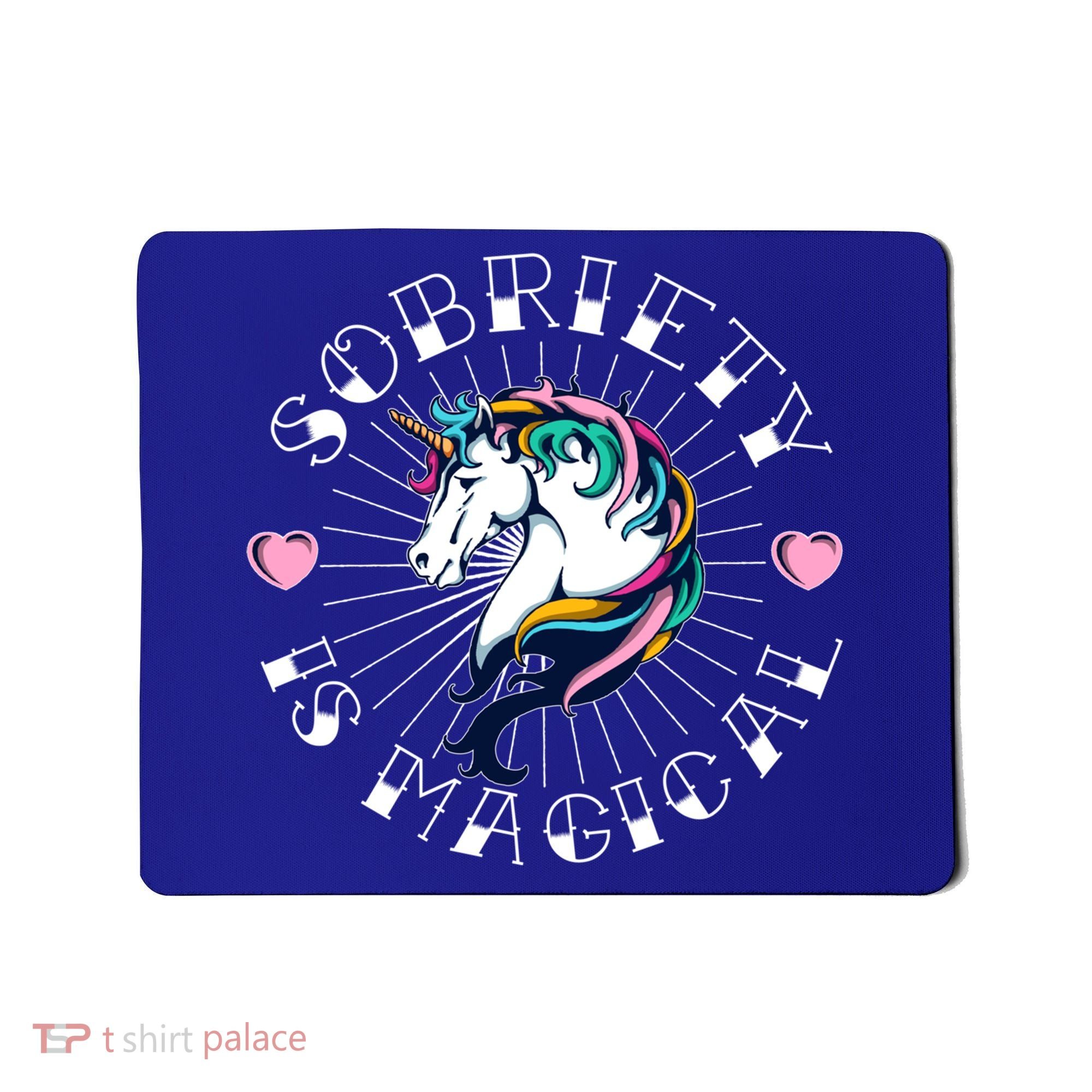 Unicorn Tattoo Art Sobriety Is Magical Na Aa Recovery Gift Mousepad