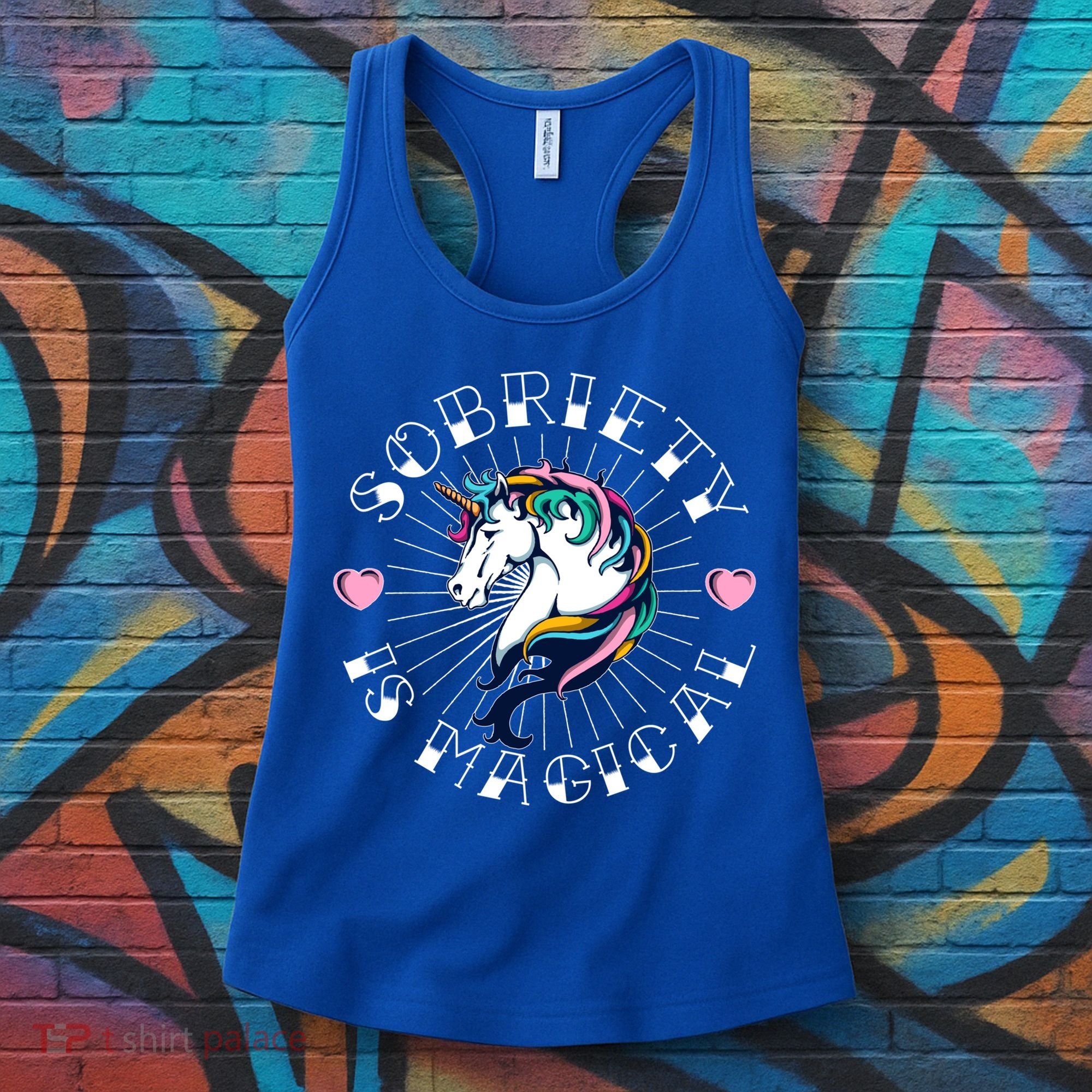 Unicorn Tattoo Art Sobriety Is Magical Na Aa Recovery Gift Women's Tank Top