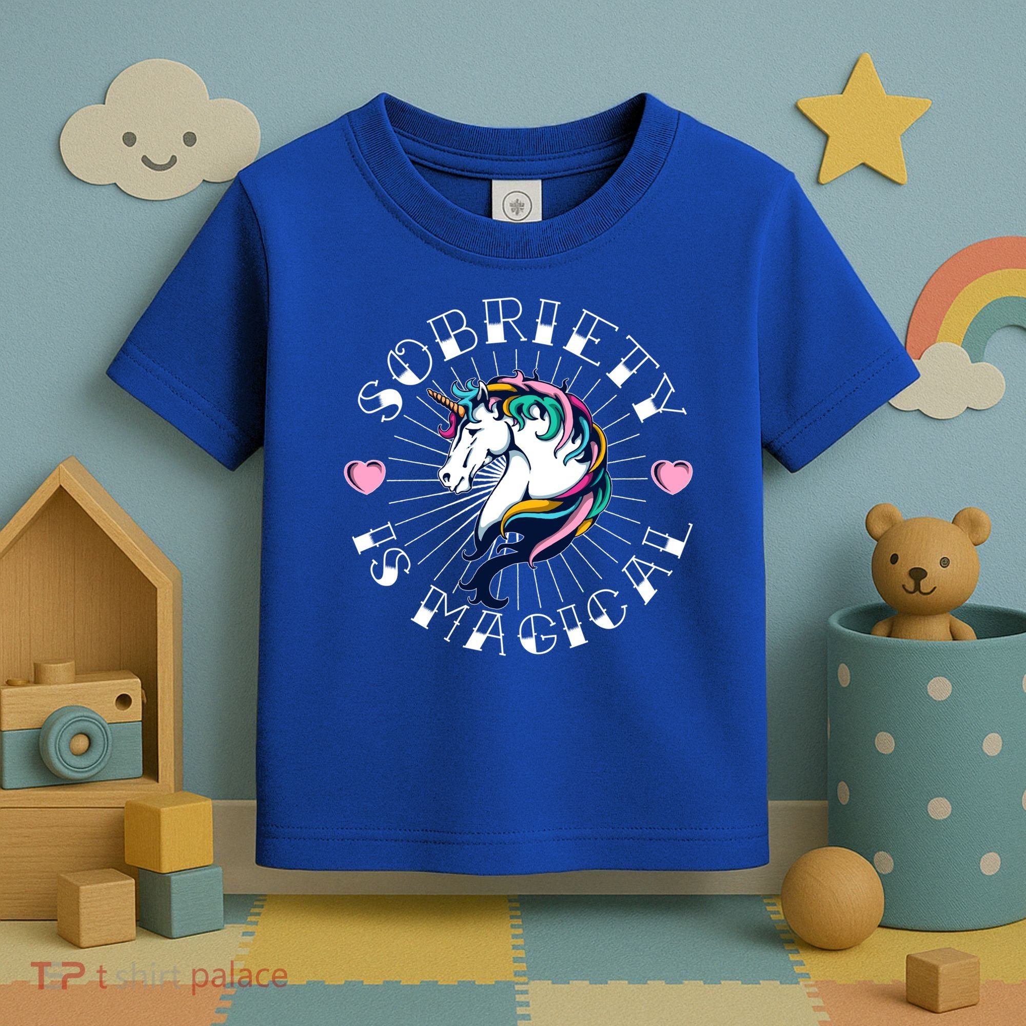 Unicorn Tattoo Art Sobriety Is Magical Na Aa Recovery Gift Toddler T-Shirt
