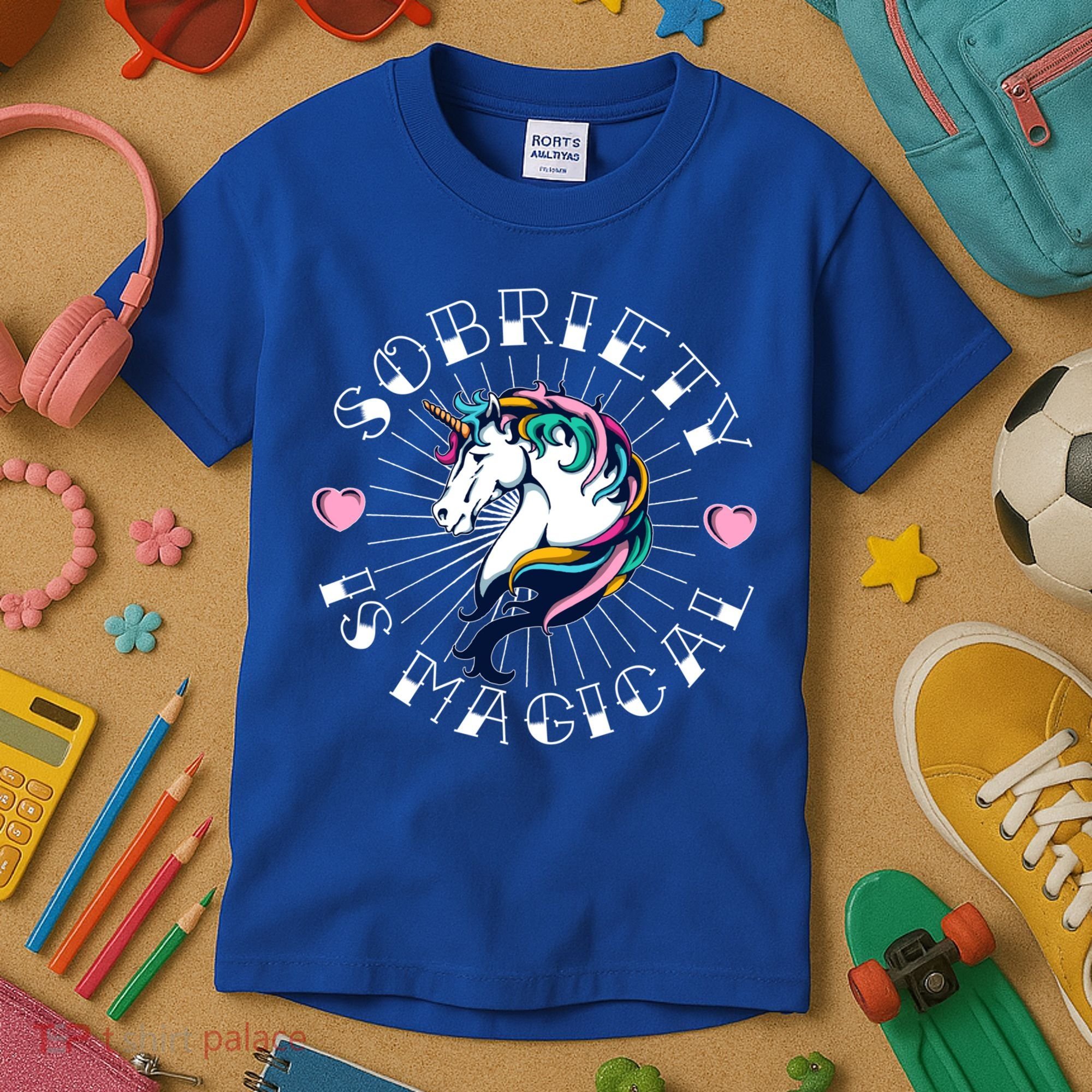 Unicorn Tattoo Art Sobriety Is Magical Na Aa Recovery Gift Kids T-Shirt