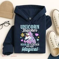 Unicorn Teacher Back To School Cute Magic Teacher Hoodie thumb 4