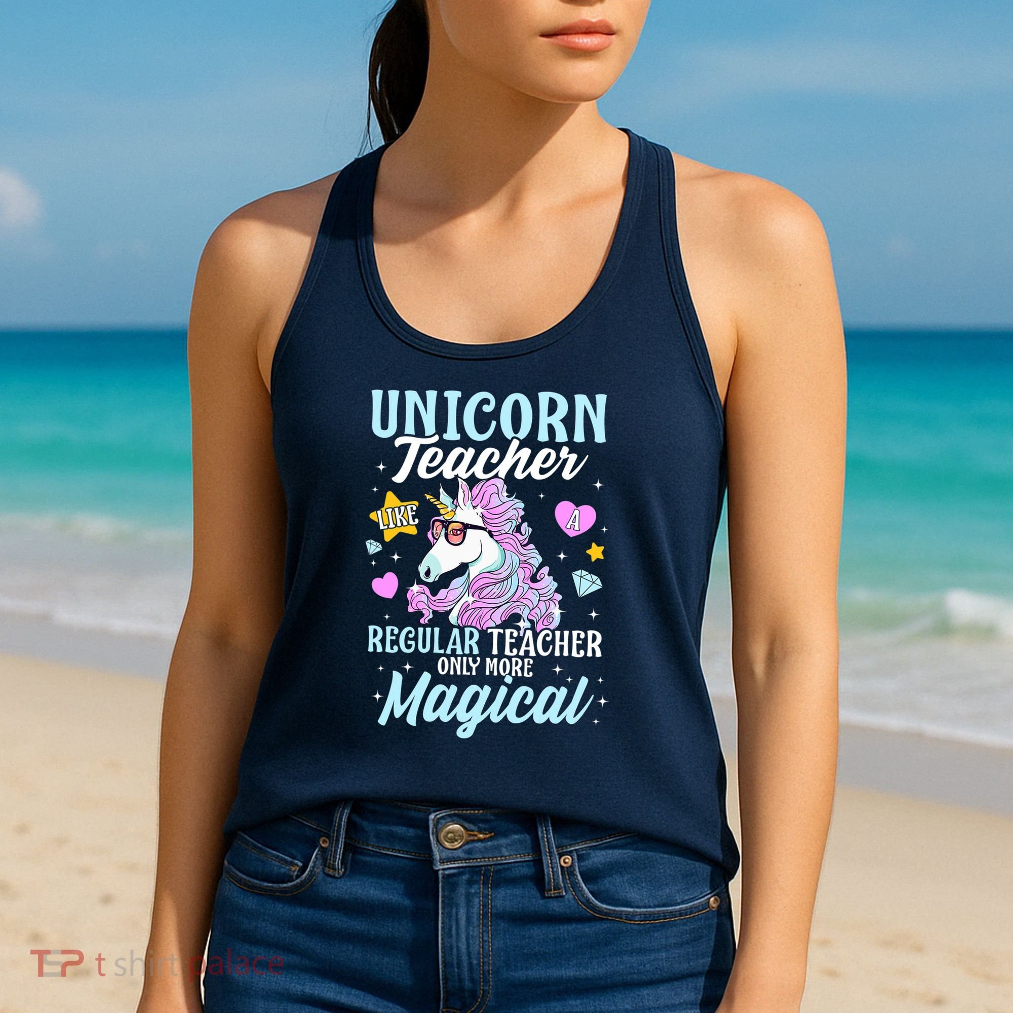 Unicorn Teacher Back To School Cute Magic Teacher Women's Tank Top