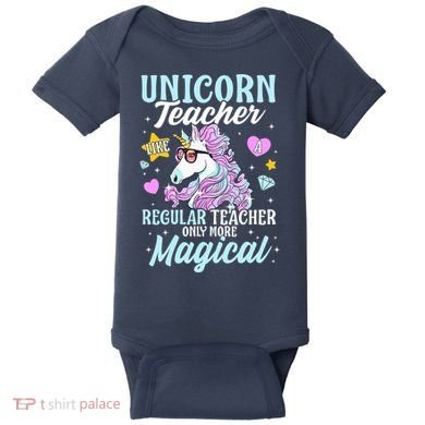Unicorn Teacher Back To School Cute Magic Teacher Baby Bodysuit
