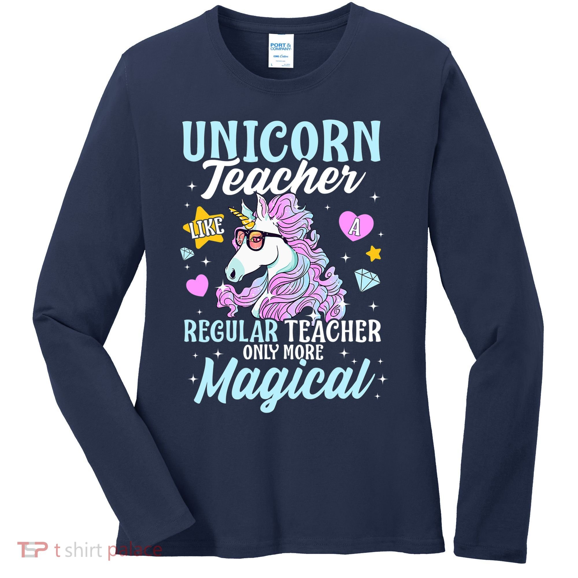 Unicorn Teacher Back To School Cute Magic Teacher Women's Long Sleeve Shirt