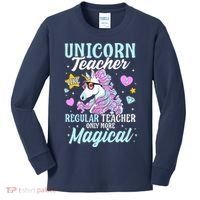 Unicorn Teacher Back To School Cute Magic Teacher Kids Long Sleeve Shirt thumb 0