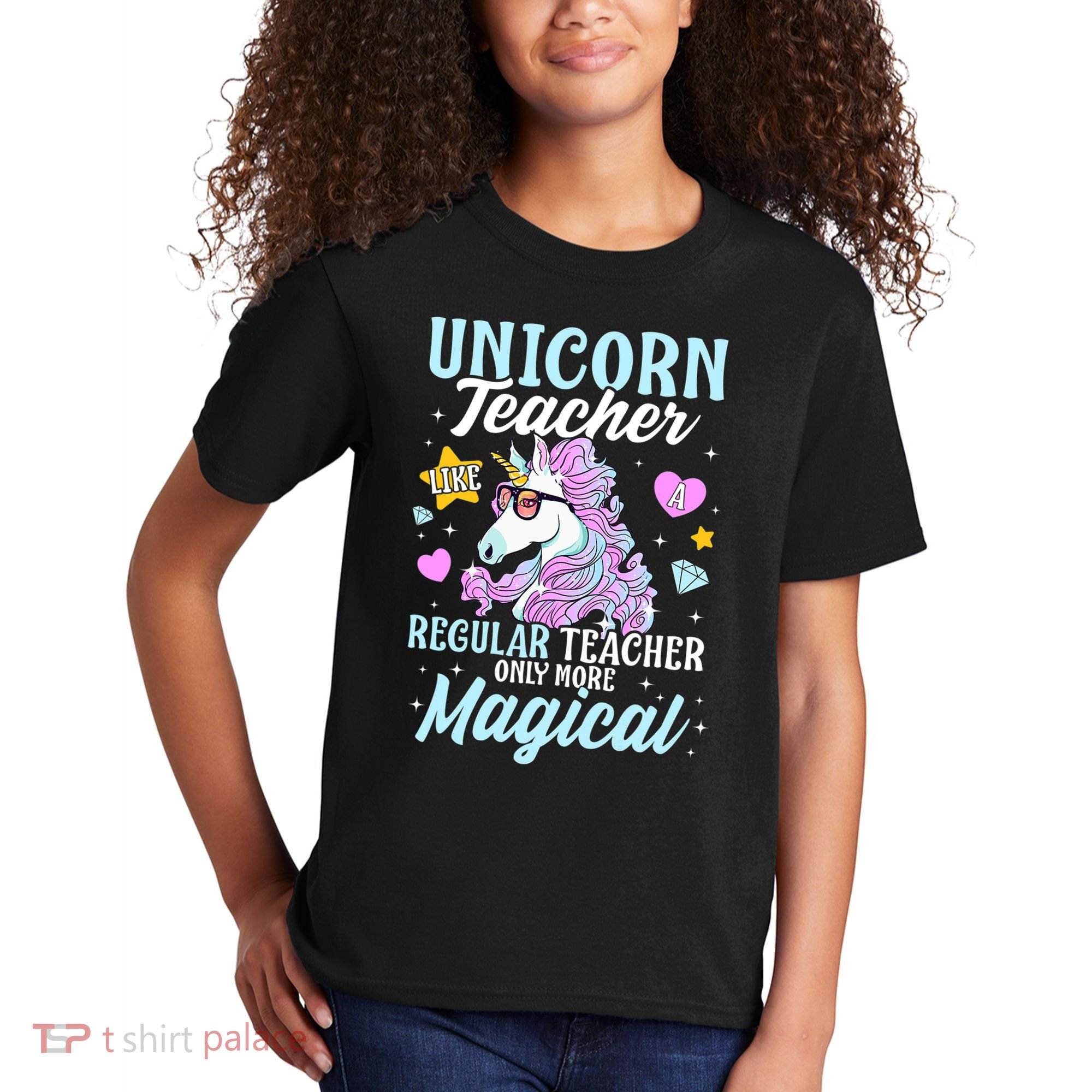 Unicorn Teacher Back To School Cute Magic Teacher Kids T-Shirt