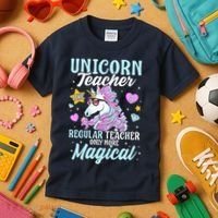 Unicorn Teacher Back To School Cute Magic Teacher Kids T-Shirt thumb 3