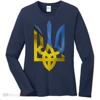 Ukraine Trident Coat Of Arms Flag Ukrainian Pride Women's Long Sleeve Shirt thumb 0