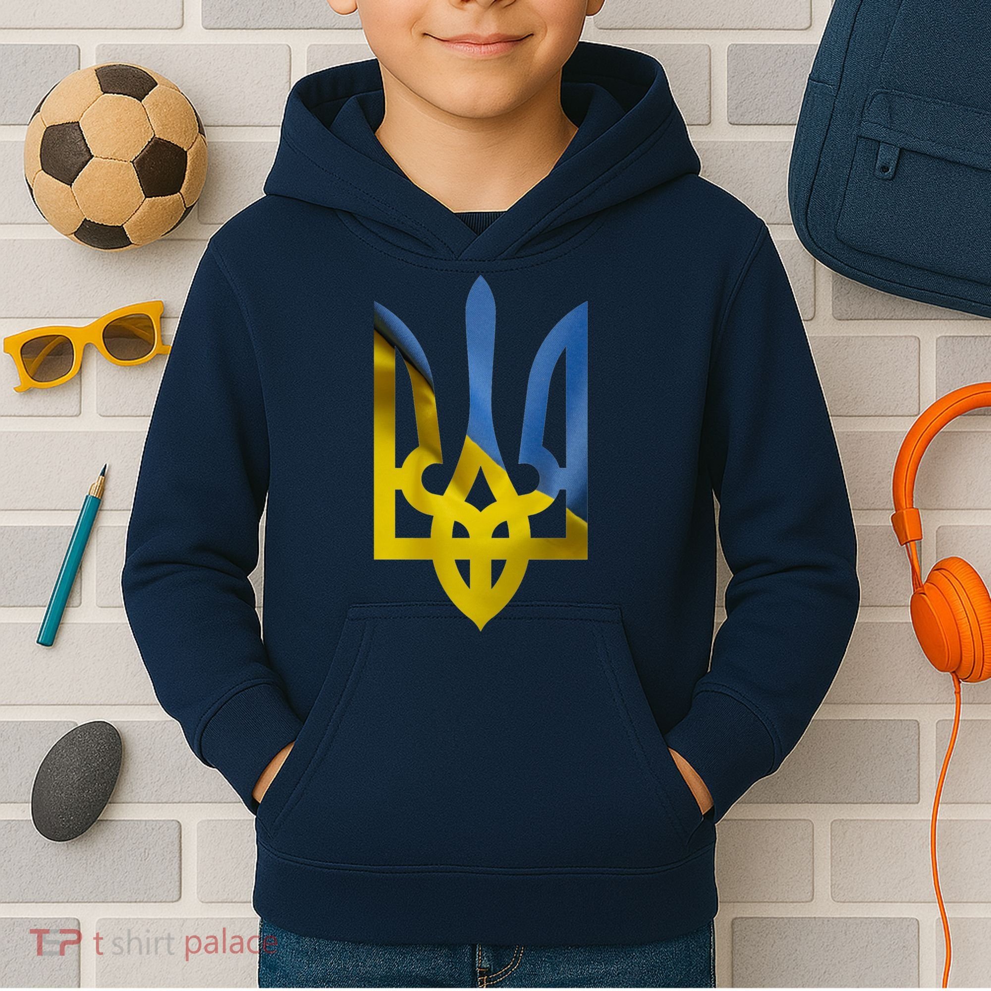 Ukraine Trident Coat Of Arms Flag Ukrainian Pride Kids Hoodie