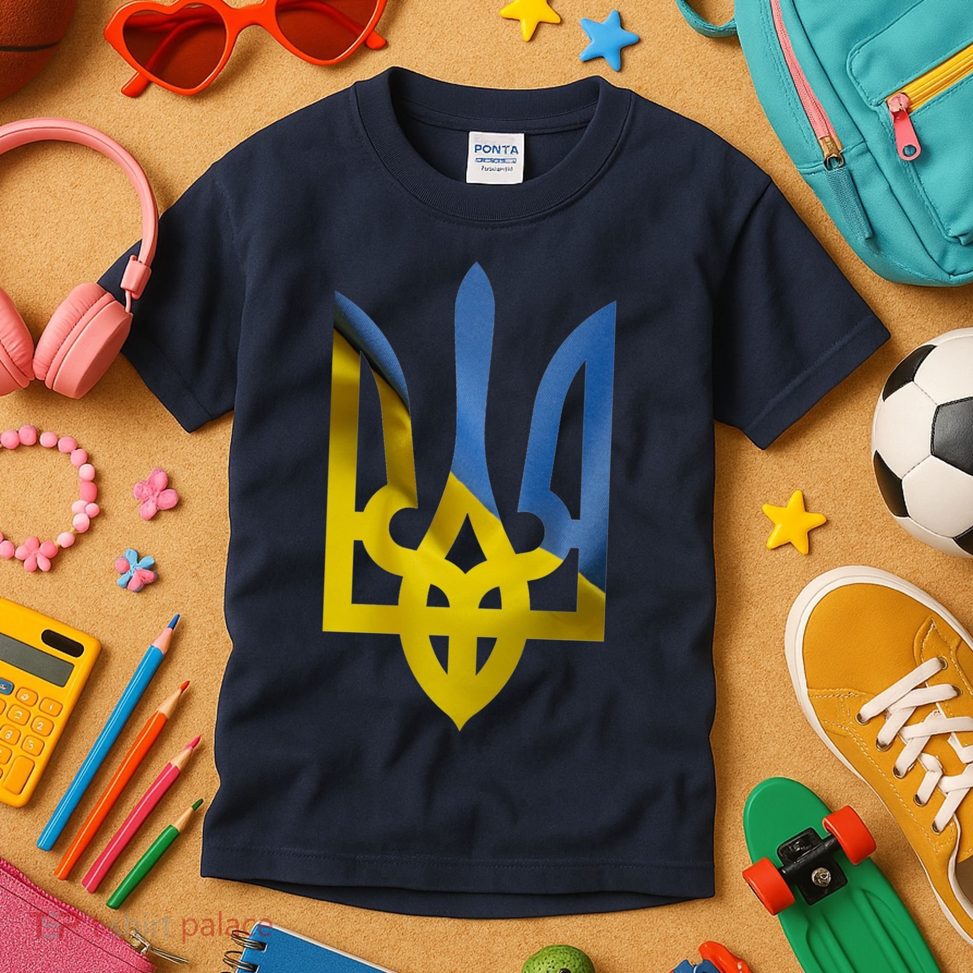 Ukraine Trident Coat Of Arms Flag Ukrainian Pride Kids T-Shirt