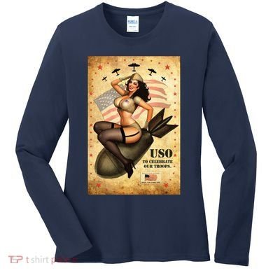USO To Celebrate Our Troops Bombshell Women's Long Sleeve Shirt
