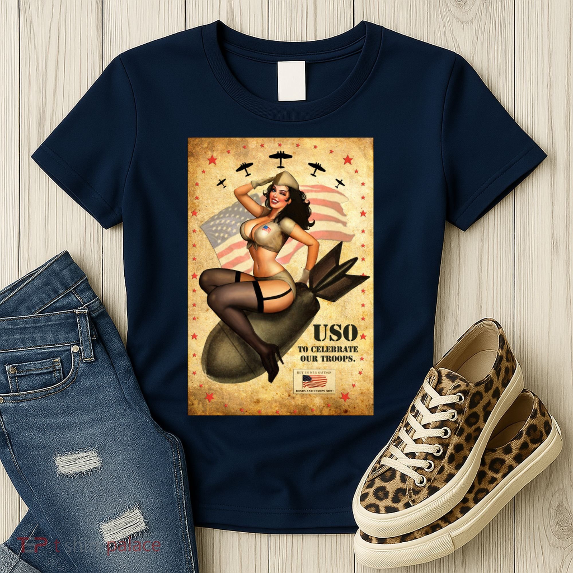 USO To Celebrate Our Troops Bombshell Women's T-Shirt