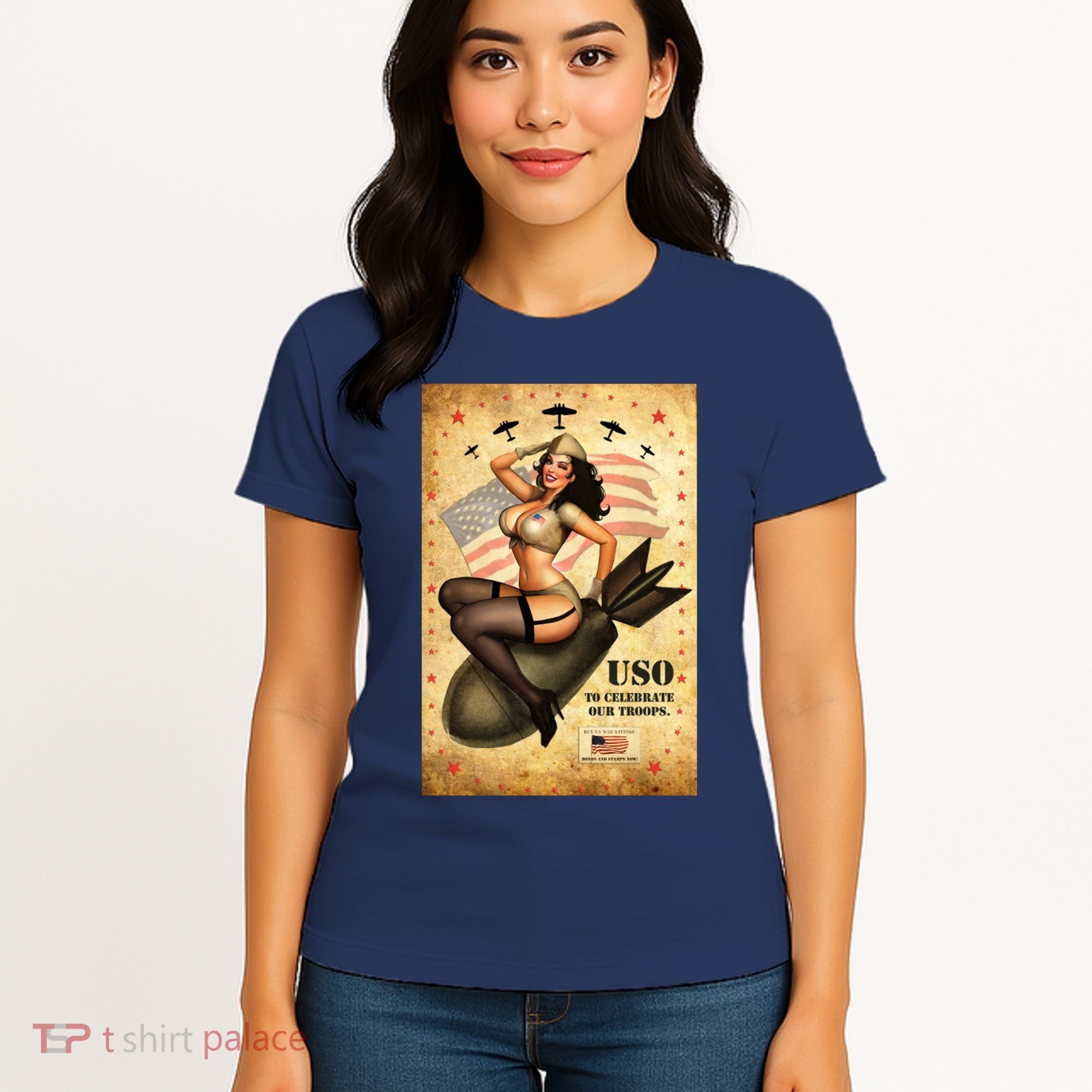 USO To Celebrate Our Troops Bombshell Women's T-Shirt