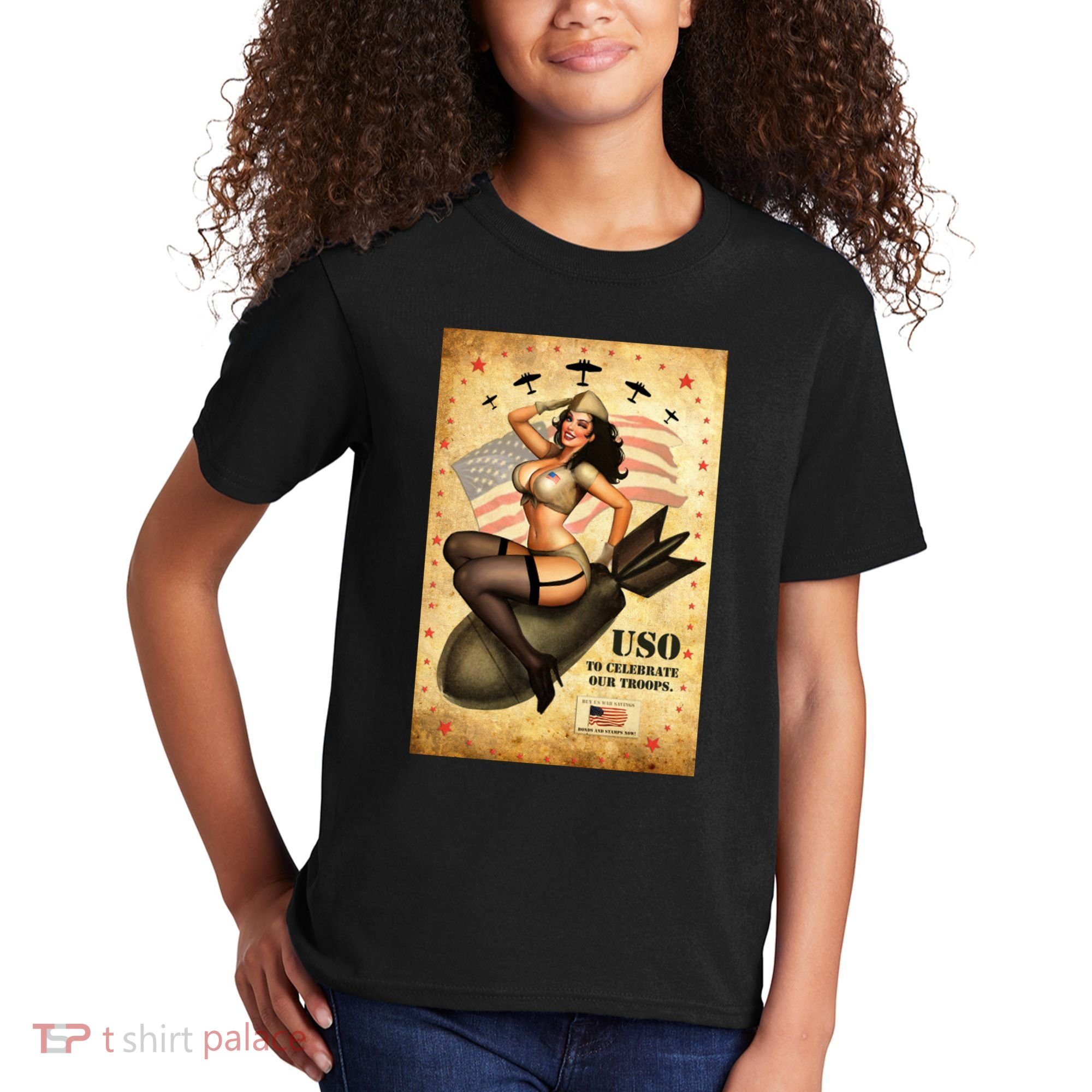 USO To Celebrate Our Troops Bombshell Kids T-Shirt