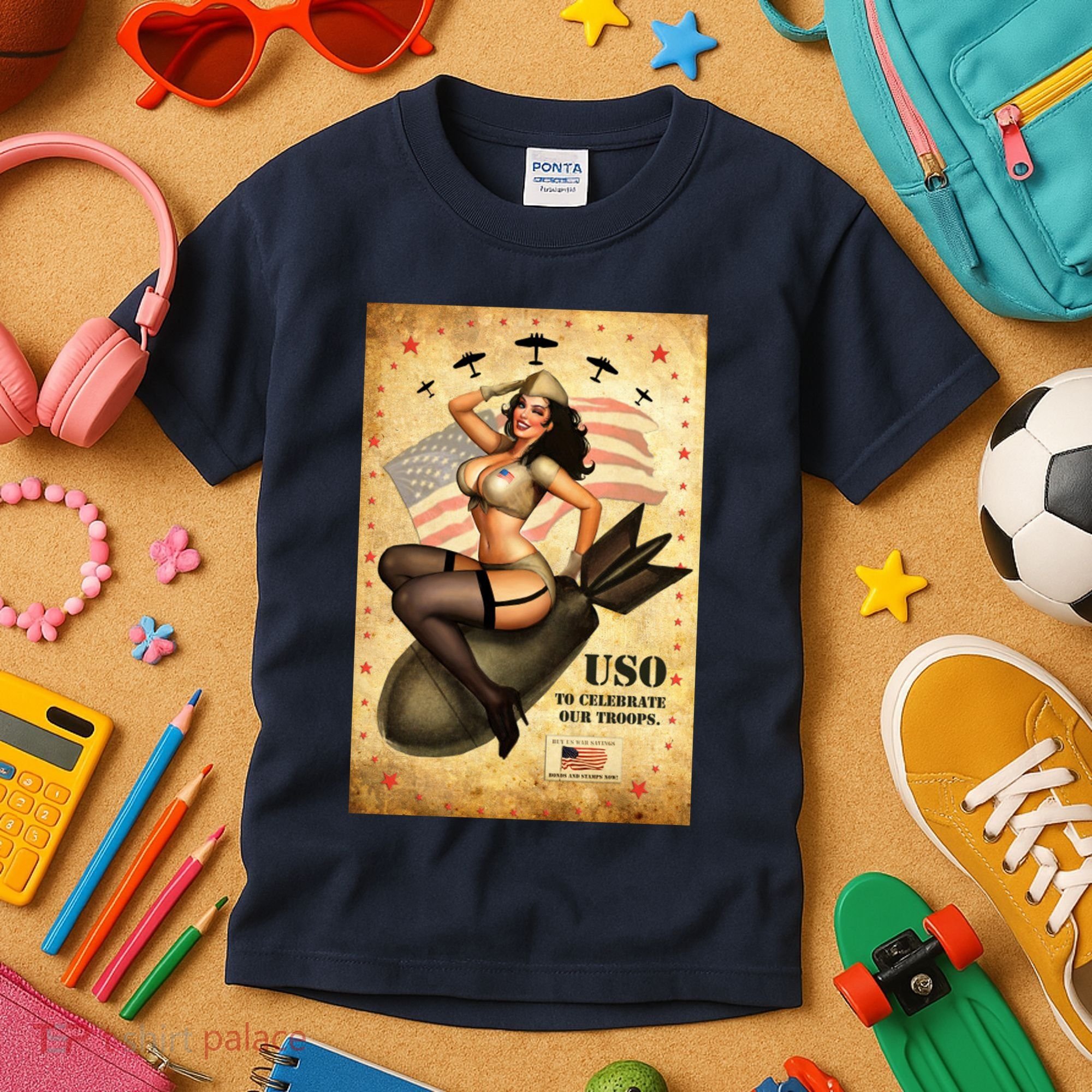 USO To Celebrate Our Troops Bombshell Kids T-Shirt