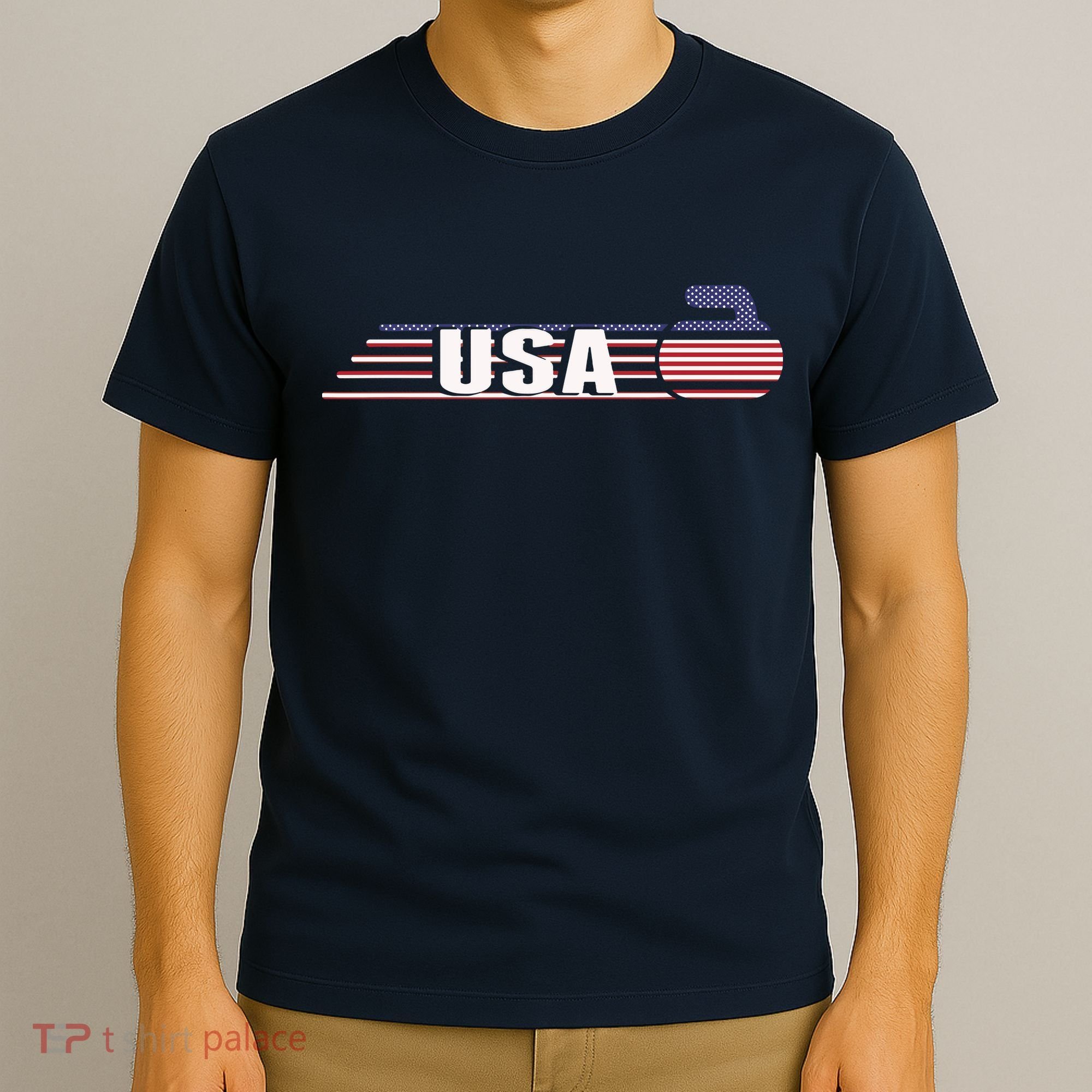 USA Team Curling Rock Jersey Vintage Winter Sports Lovers T-Shirt