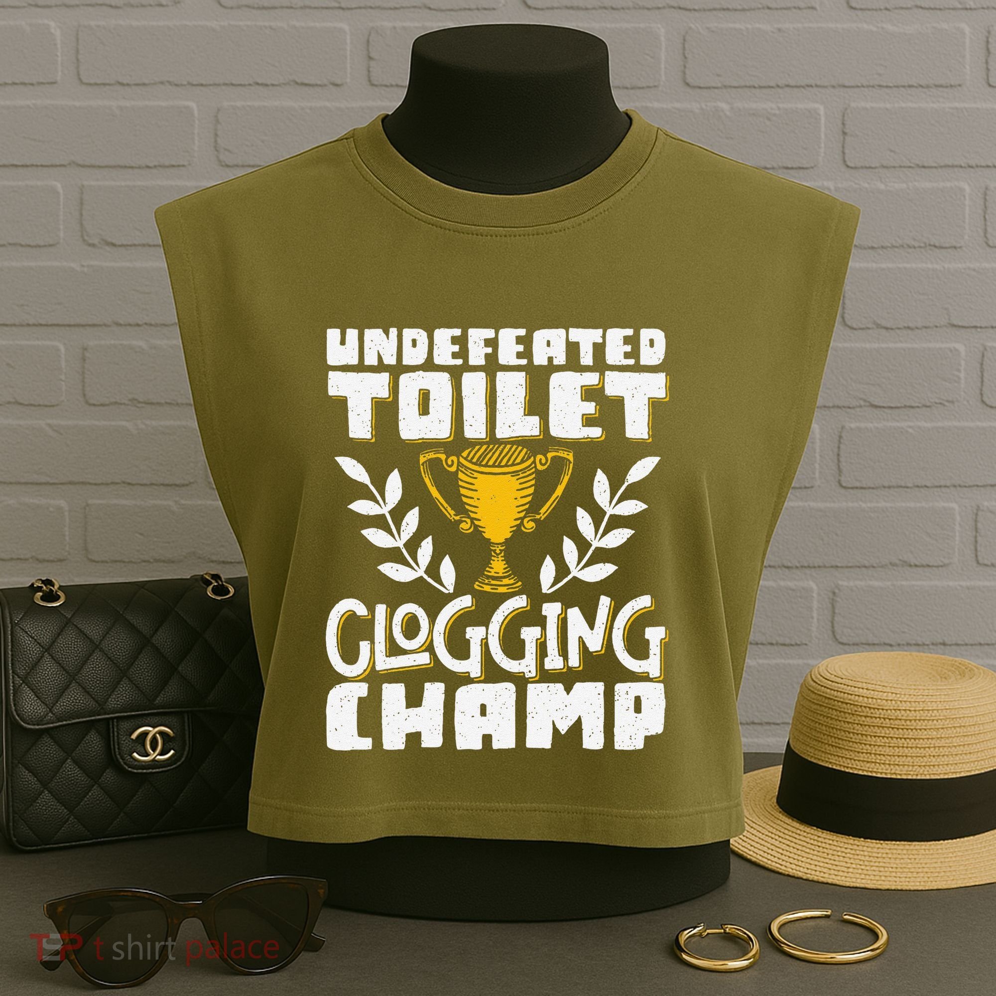 Undefeated Toilet Clogging Champ Garment-Dyed Women's Muscle Tee