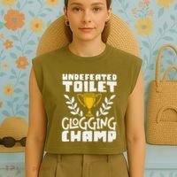 Undefeated Toilet Clogging Champ Garment-Dyed Women's Muscle Tee thumb 4