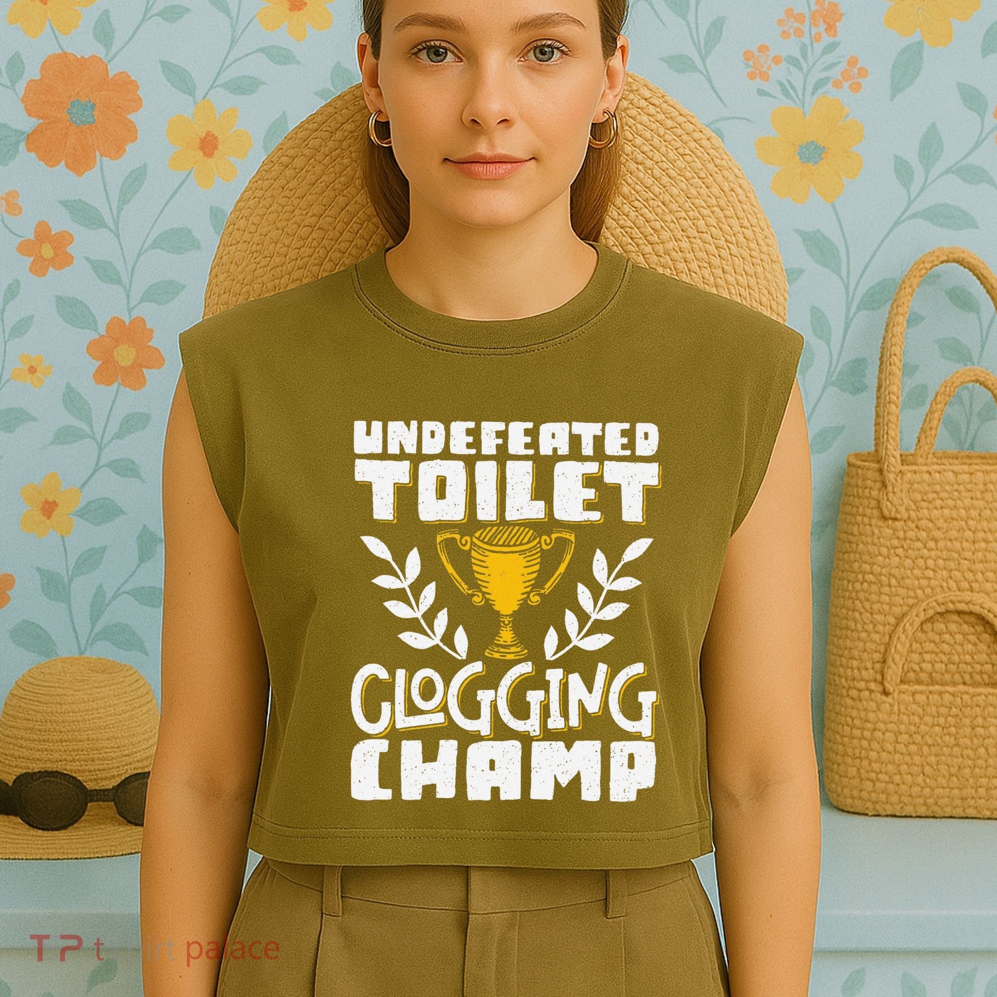 Undefeated Toilet Clogging Champ Garment-Dyed Women's Muscle Tee