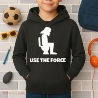 Use The Force Funny Pooping Kids Hoodie thumb 2