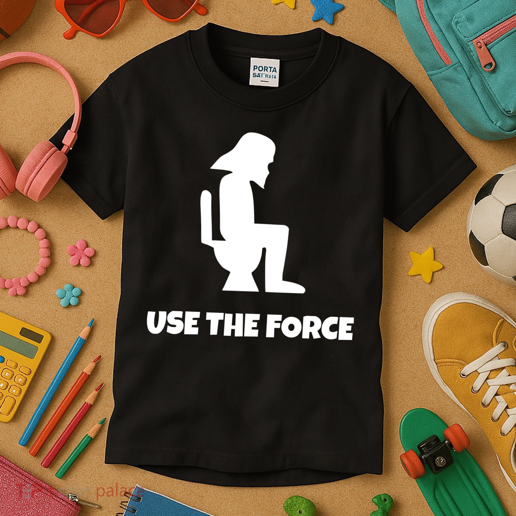 Use The Force Funny Pooping Kids T-Shirt