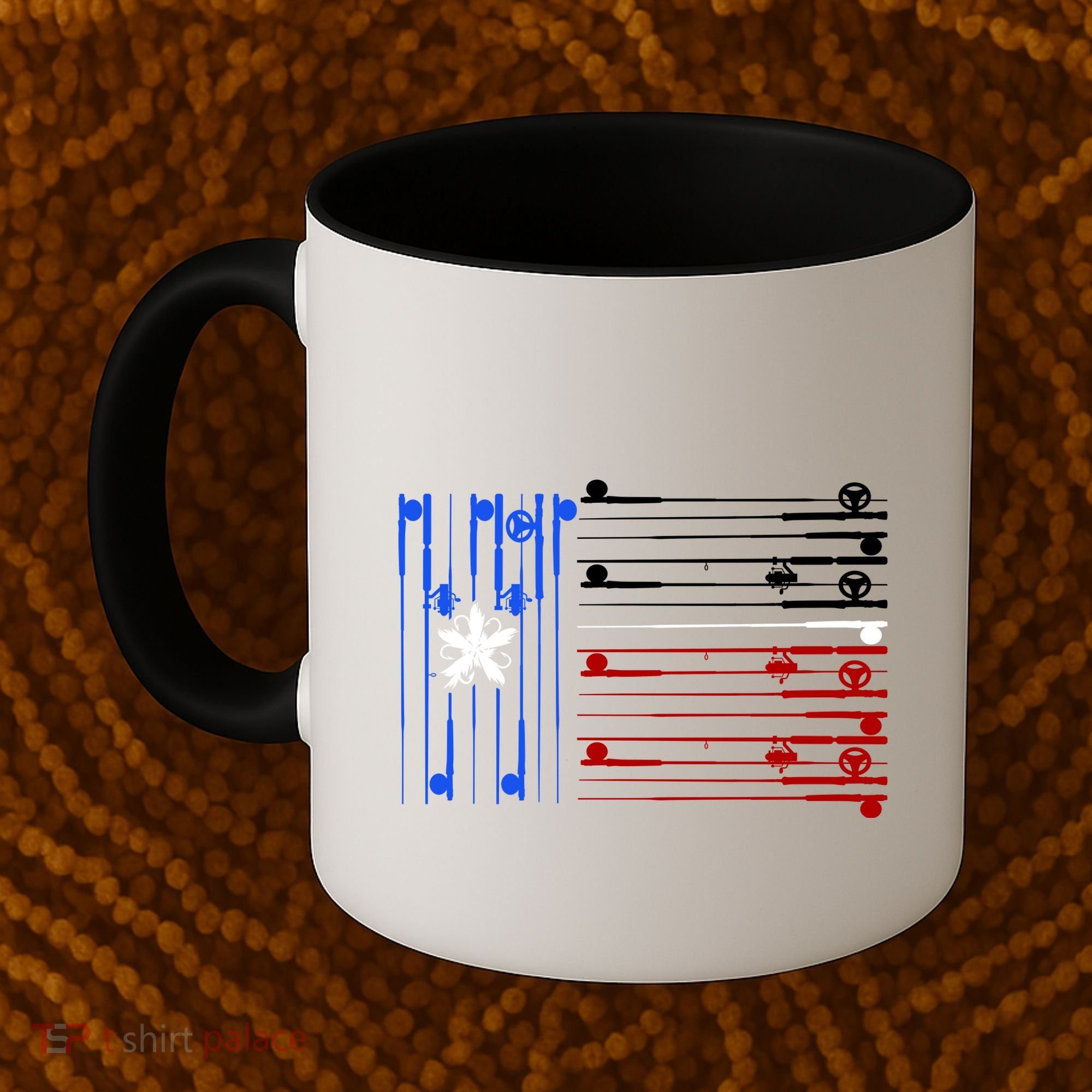 USA Texas Fishing Rods Flag Coffee Mug