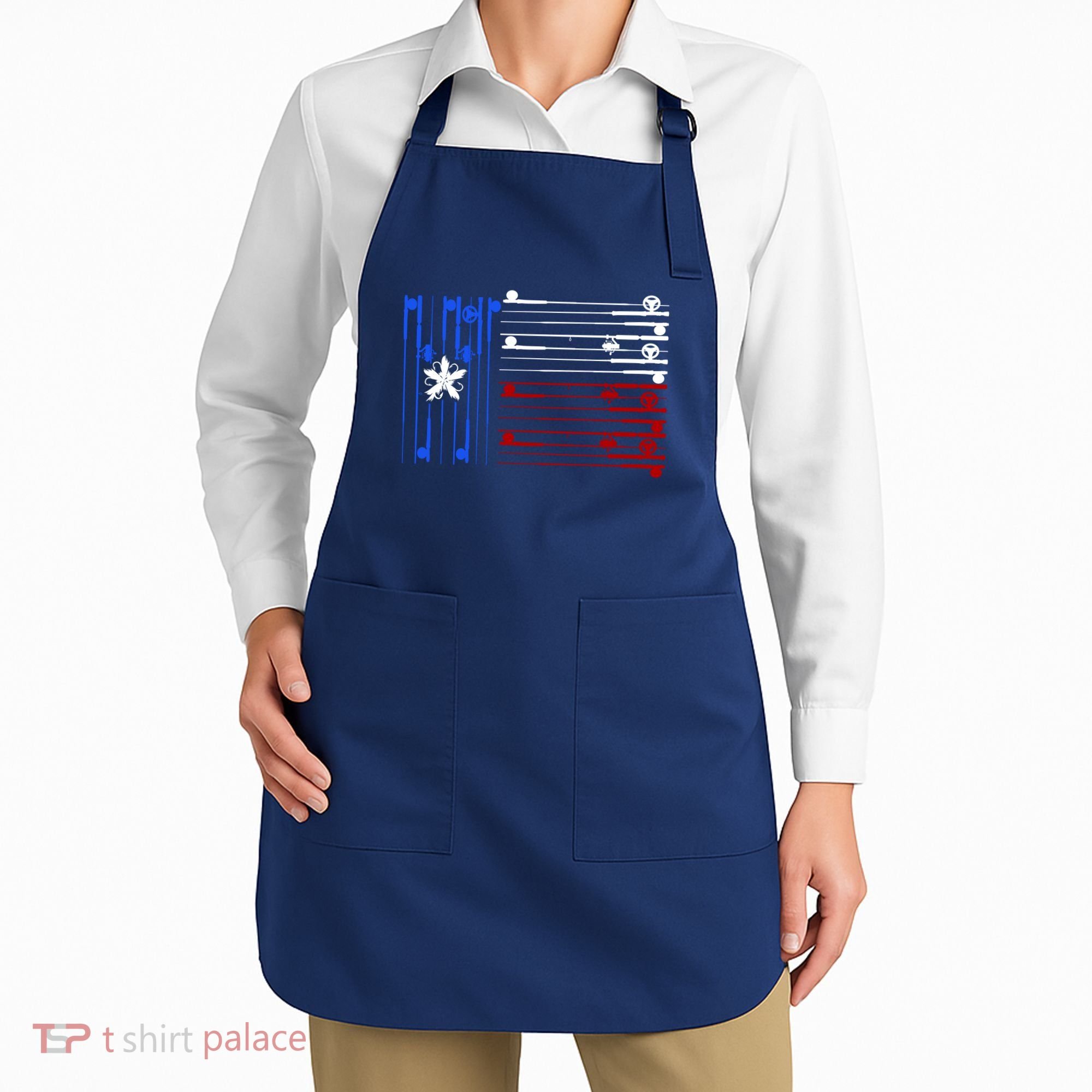 USA Texas Fishing Rods Flag Apron