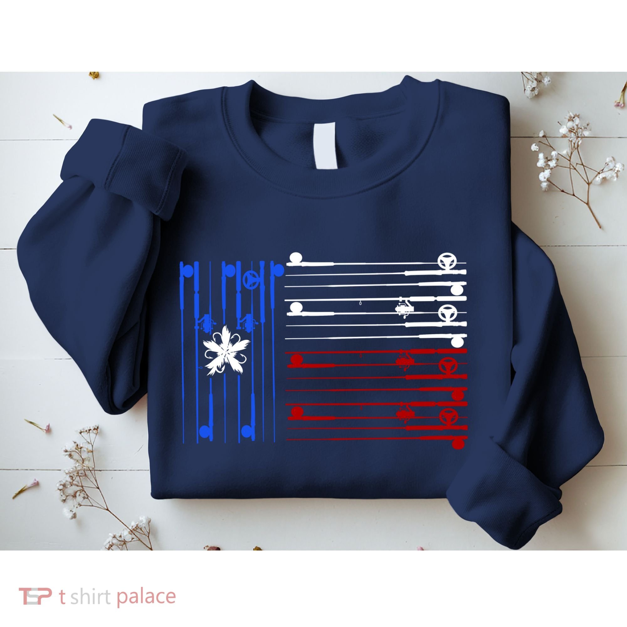USA Texas Fishing Rods Flag Sweatshirt