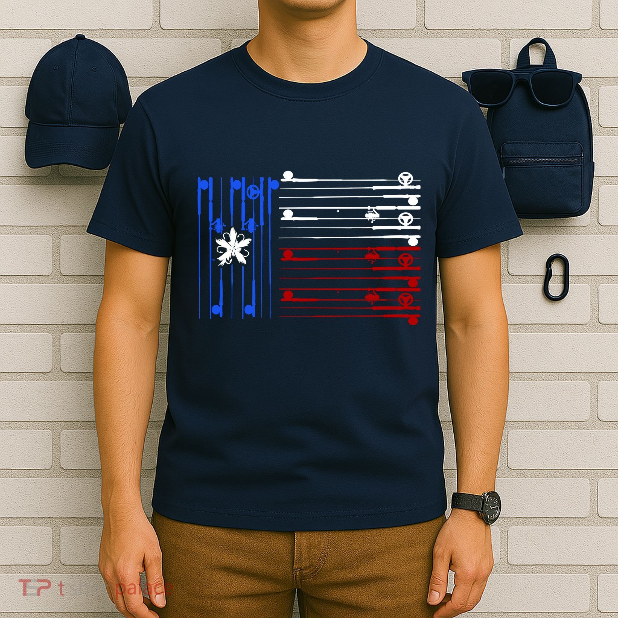 USA Texas Fishing Rods Flag T-Shirt