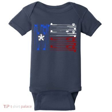 USA Texas Fishing Rods Flag Baby Bodysuit