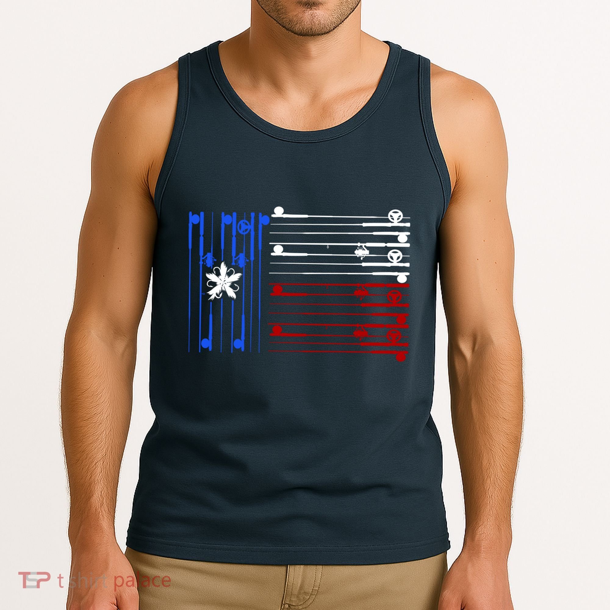 USA Texas Fishing Rods Flag Tank Top