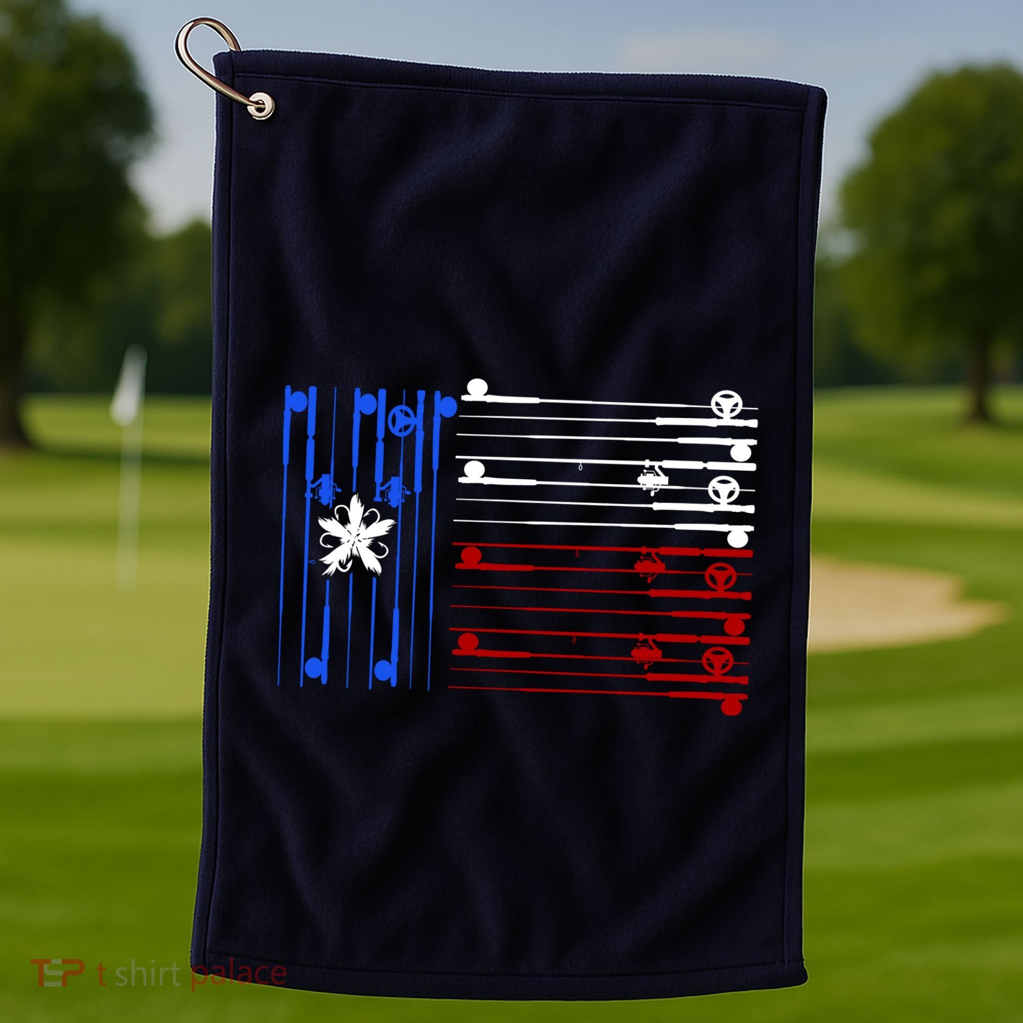 USA Texas Fishing Rods Flag Golf Towel