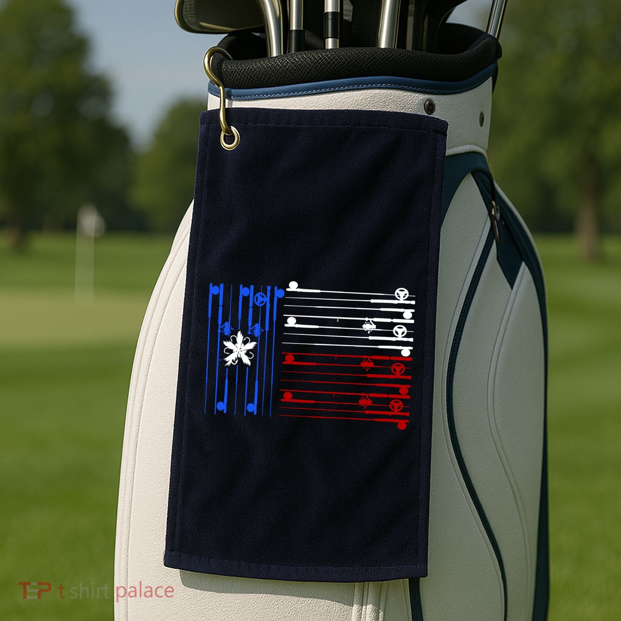 USA Texas Fishing Rods Flag Golf Towel