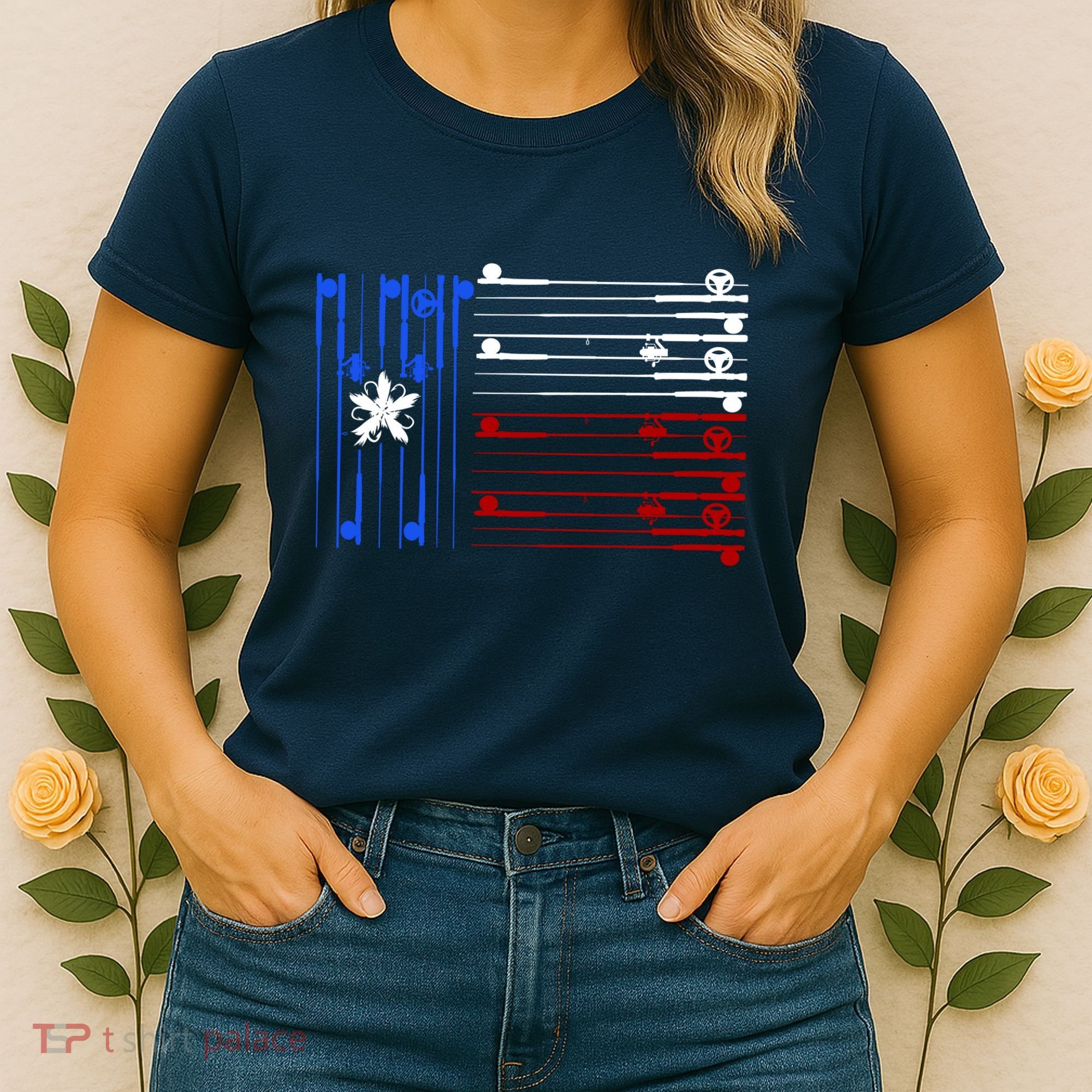 USA Texas Fishing Rods Flag Women's T-Shirt