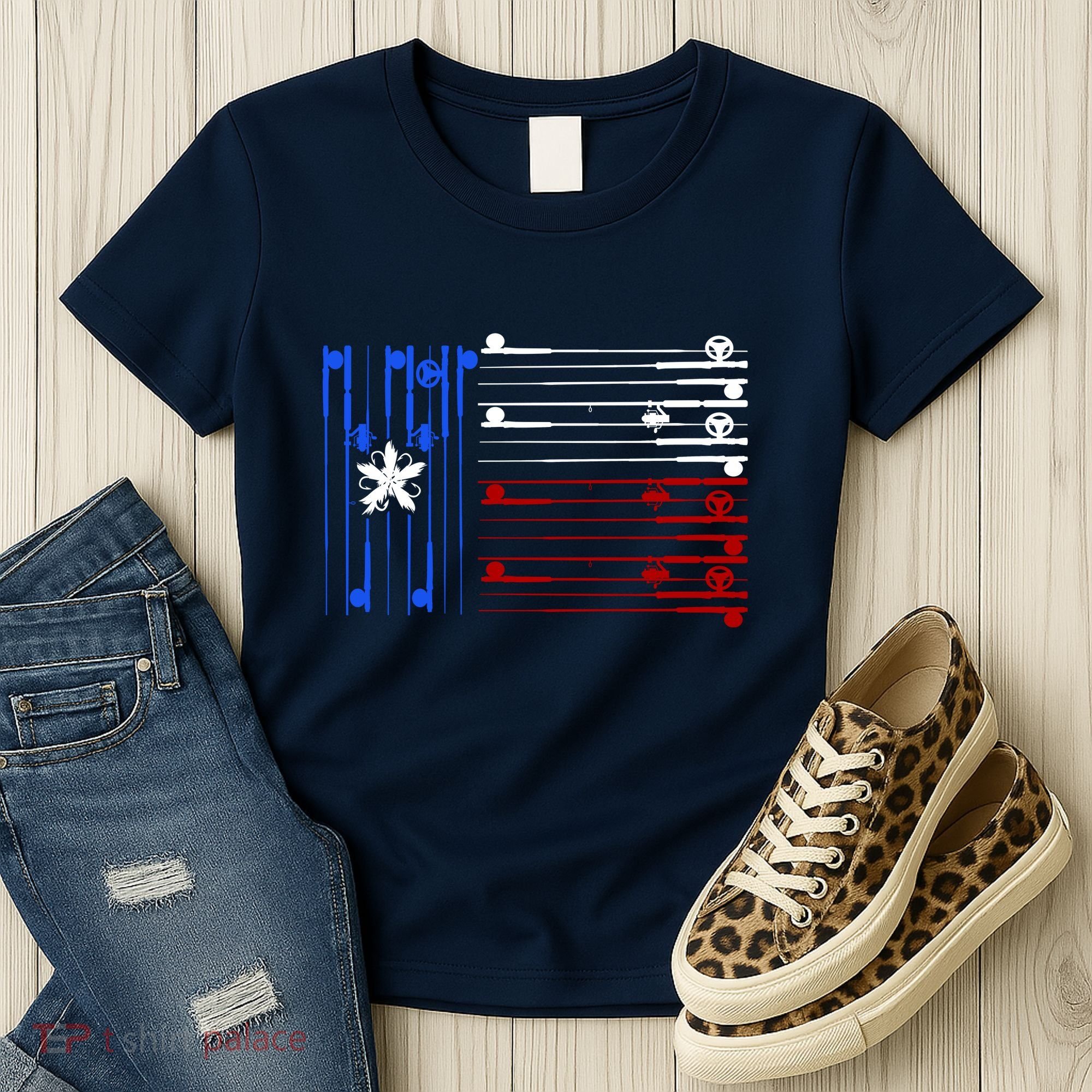 USA Texas Fishing Rods Flag Women's T-Shirt