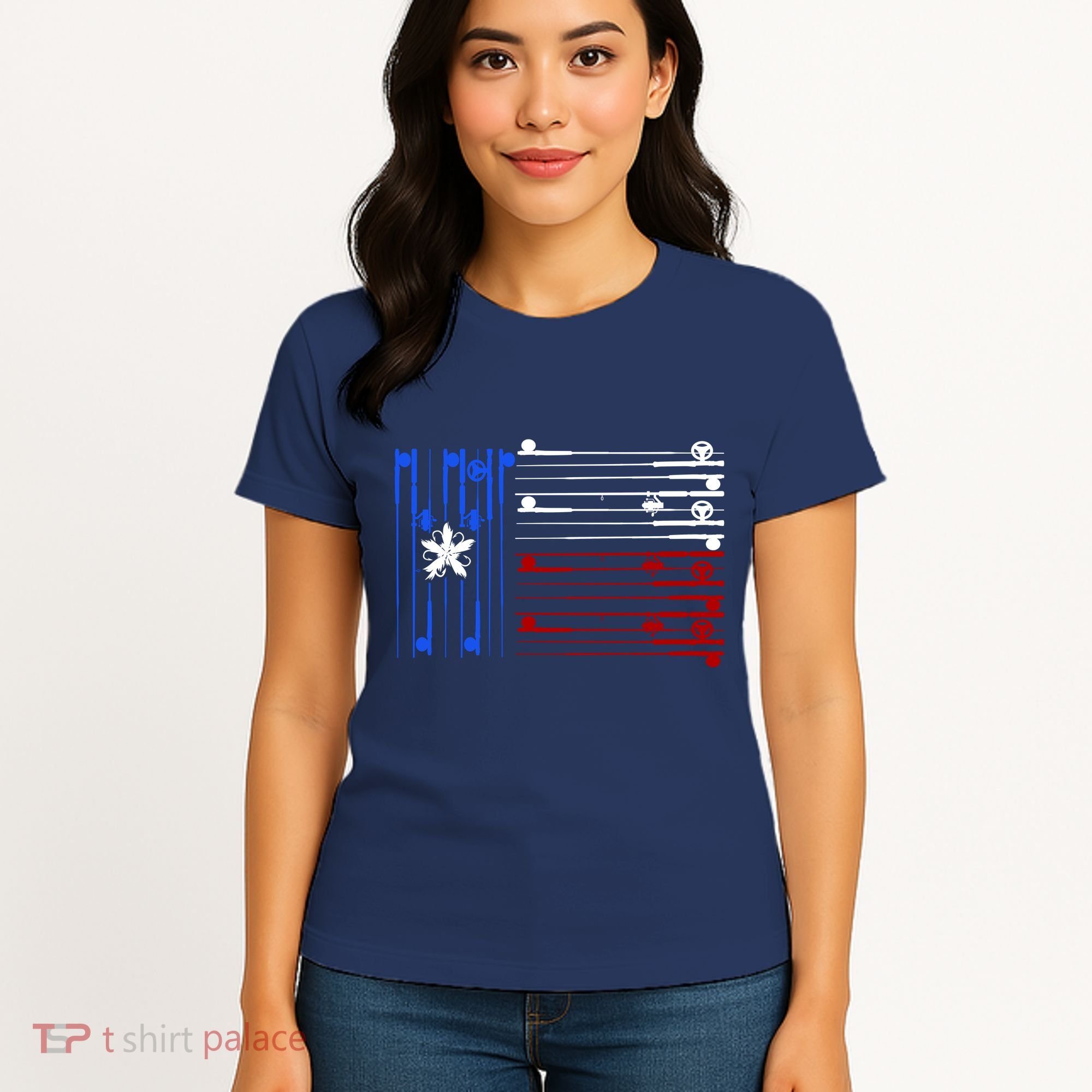 USA Texas Fishing Rods Flag Women's T-Shirt