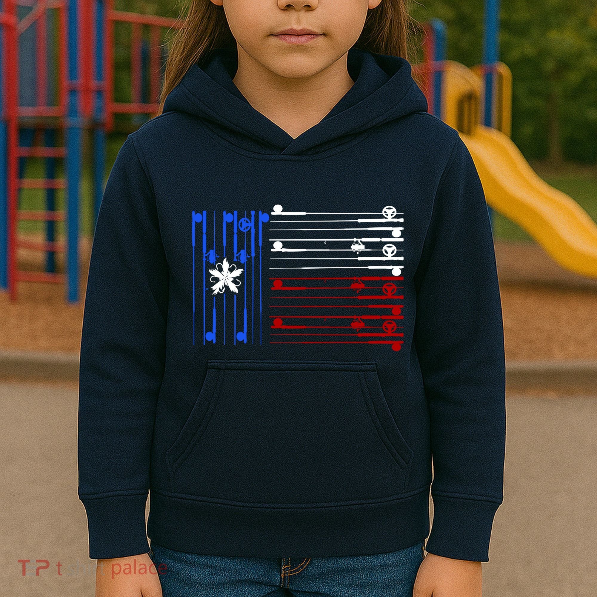 USA Texas Fishing Rods Flag Kids Hoodie