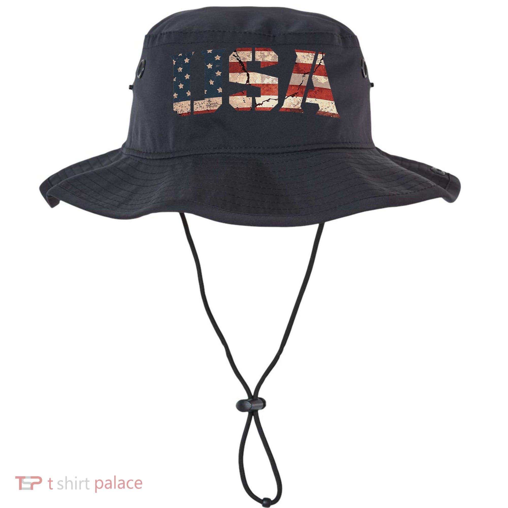 Usa Text Flag American Flag Patriotic 4th Of July Bucket Hat