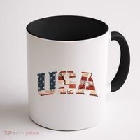 Usa Text Flag American Flag Patriotic 4th Of July Coffee Mug thumb 1