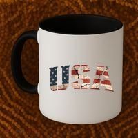 Usa Text Flag American Flag Patriotic 4th Of July Coffee Mug thumb 2