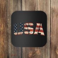 Usa Text Flag American Flag Patriotic 4th Of July Coaster thumb 0