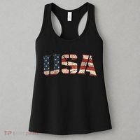 Usa Text Flag American Flag Patriotic 4th Of July Women's Tank Top thumb 3