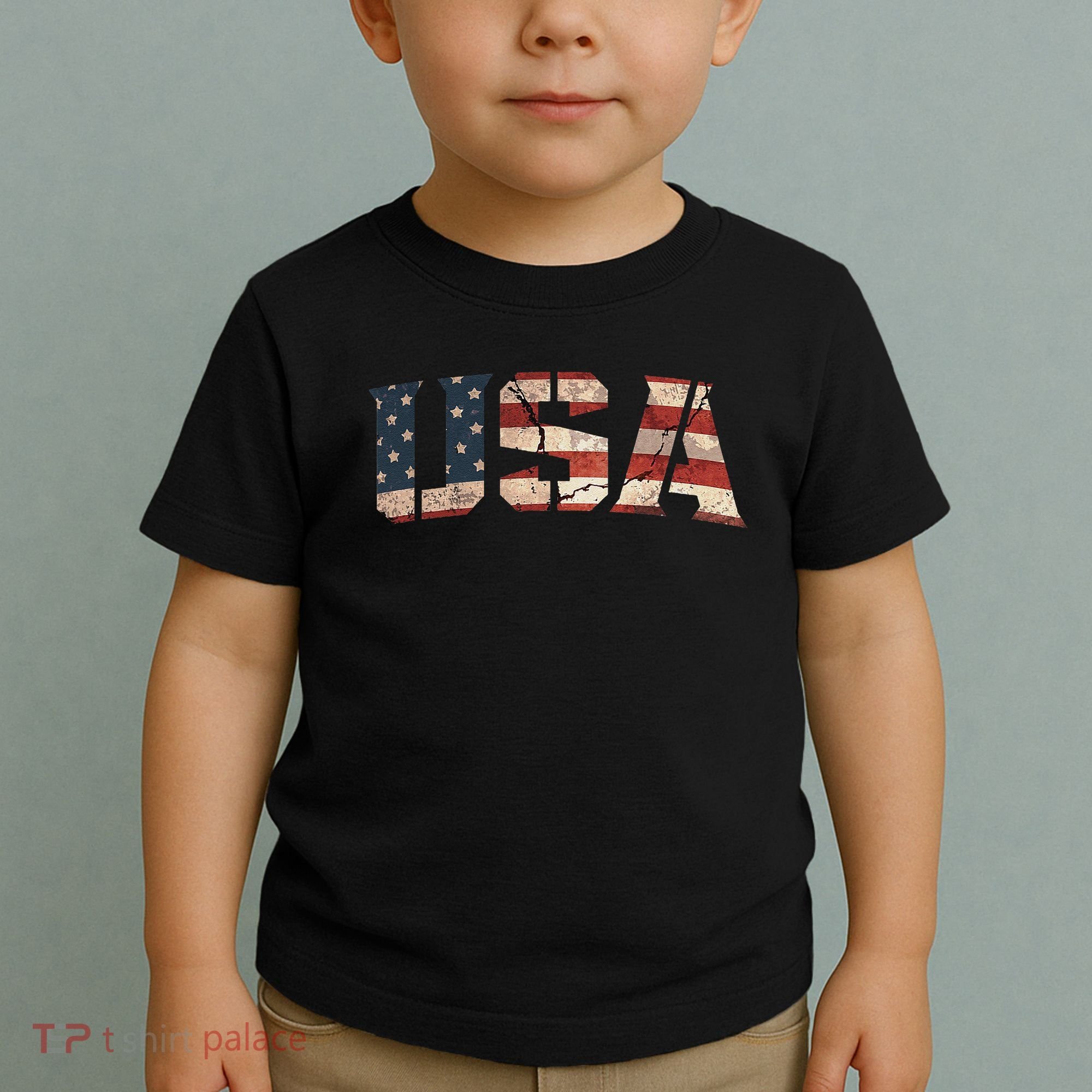 Usa Text Flag American Flag Patriotic 4th Of July Toddler T-Shirt