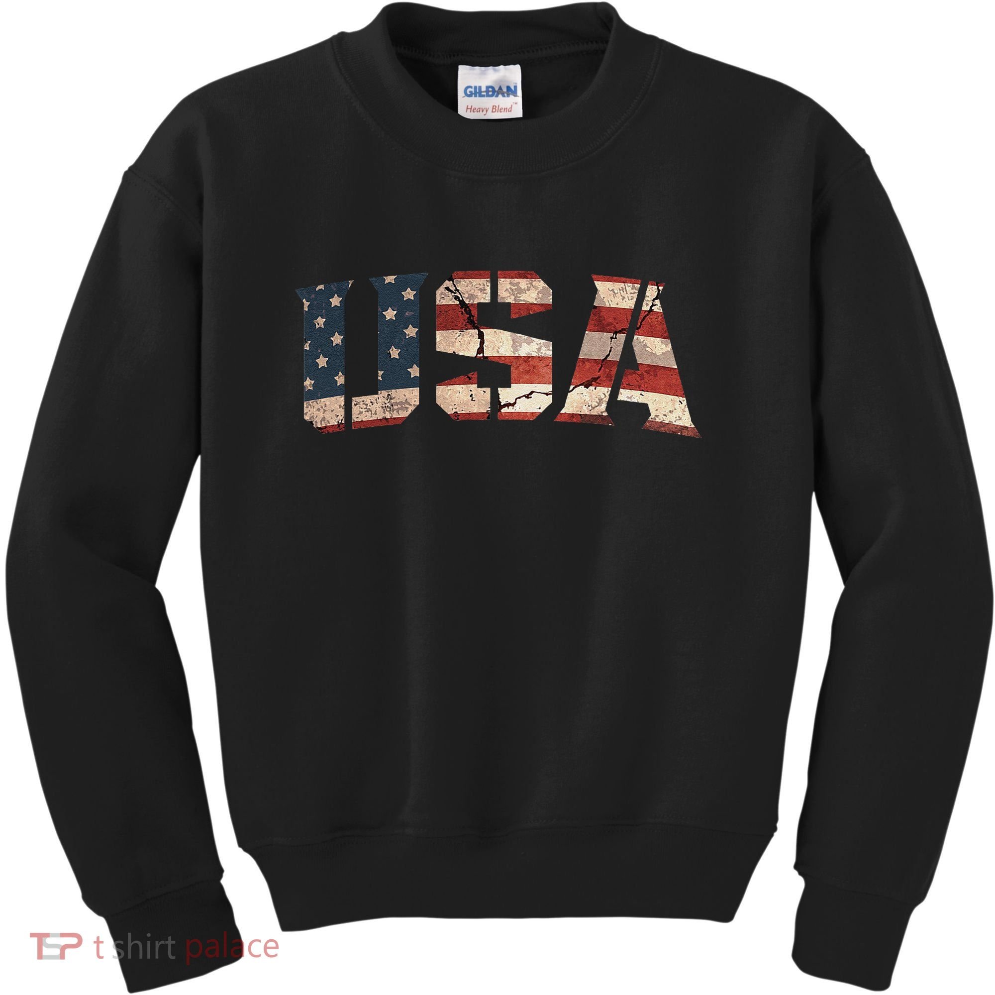 Usa Text Flag American Flag Patriotic 4th Of July Kids Sweatshirt