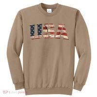 Usa Text Flag American Flag Patriotic 4th Of July Sweatshirt thumb 0