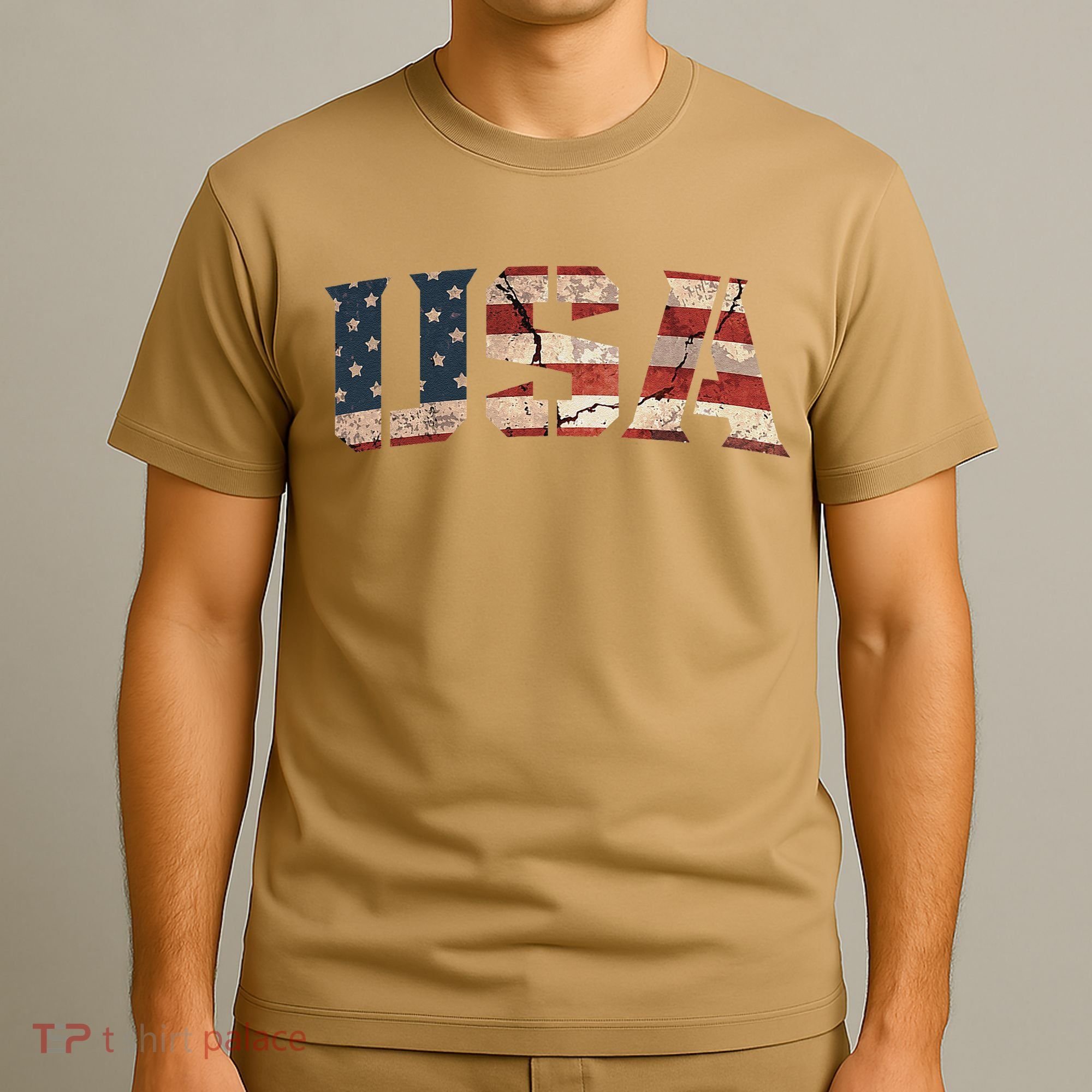 Usa Text Flag American Flag Patriotic 4th Of July T-Shirt